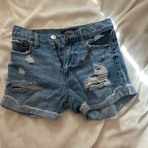 Women's Distressed Blue Denim Shorts